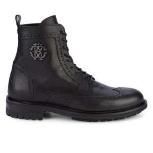 Roberto Cavalli snakeskin-embossed leather combat boots